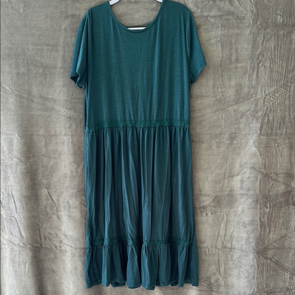 Art Class Green Tiered Ruffled Sundress